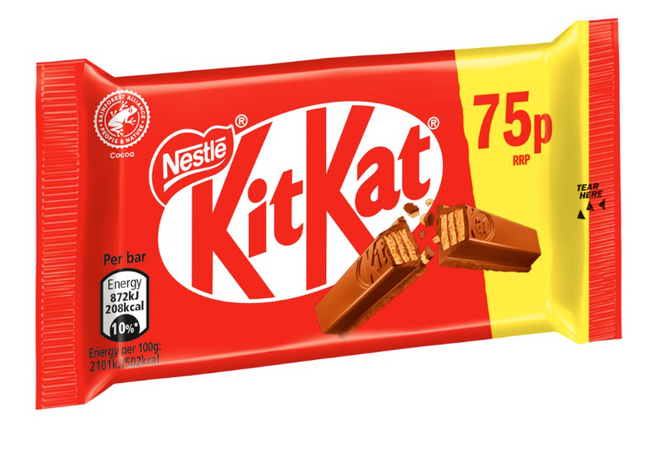KitKat 4 Finger Milk Chocolate Bar 41.5g PMP 75p