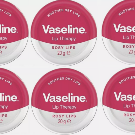 6 x Vaseline Lip Therapy Petroleum Jelly, Rosy Lips, 6 Pack, 20gm