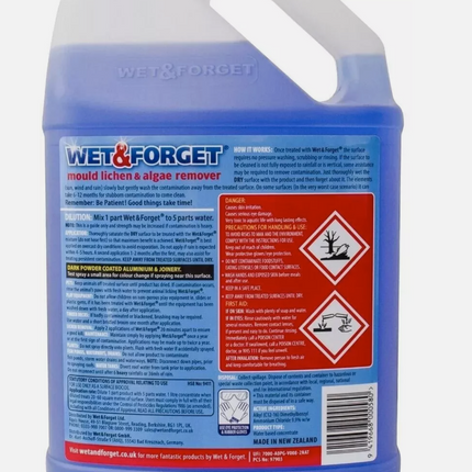 Wet & Forget Mould, Lichen & Algae Remover, Outdoor Cleaning Solution,- 5 Litre
