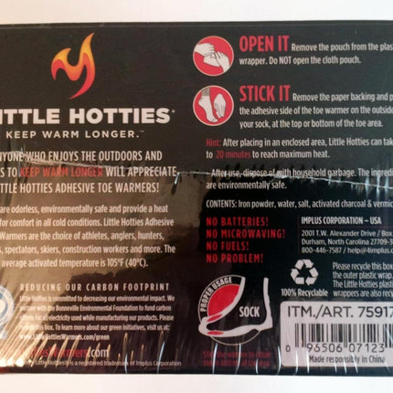 Little Hotties Adhesive Toe Warmers 30 Pairs - 5 Hours of Pure Heat