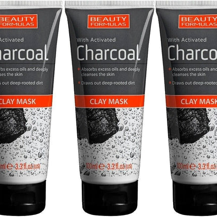 Beauty Formulas Clay Mask With Activated Charcoal 100ml x 3