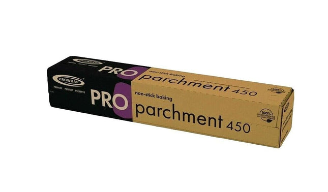 Prowrap Baking Parchment Paper White Non Stick Silicone Cooking 18" 450mm x 50m