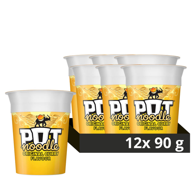 x12 Pot noodle Instant vegetarian Original Curry Flavour 90g