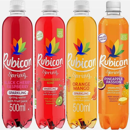 Rubicon Sparkling Spring Water Mixed Orange Pineapple Cherry Strawberry 16x500ml
