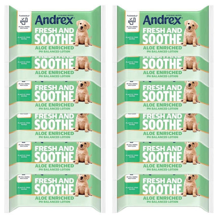 x12 Andrex Fresh & Soothe Aloe Enriched Hygine 36 Wipes