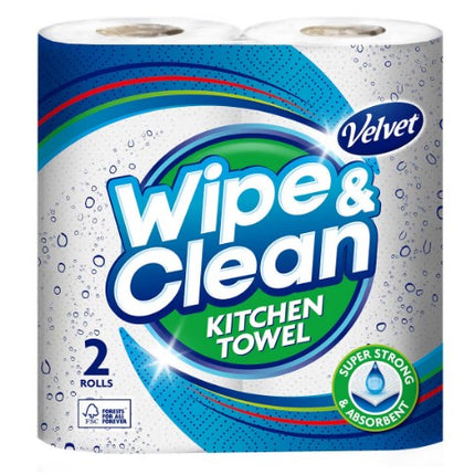 Velvet Wipe & Clean Kitchen Roll Towel, 20 x 75 Sheet Pack