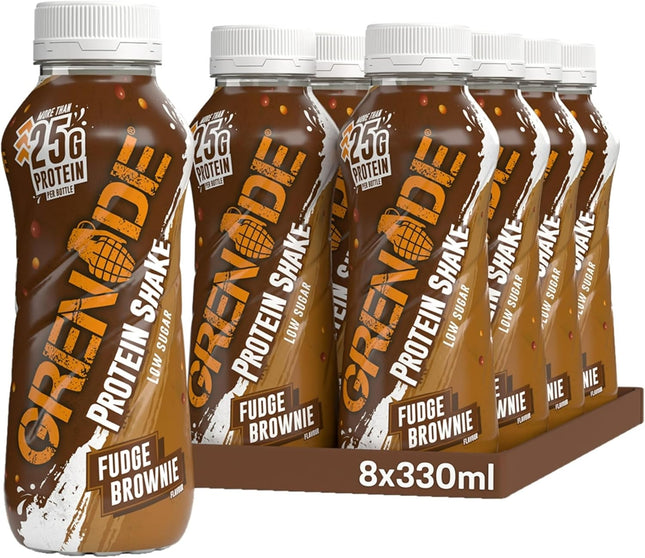 Grenade High Protein Shake, 8 x 330 ml - Fudge Brownie (Pack of 8)