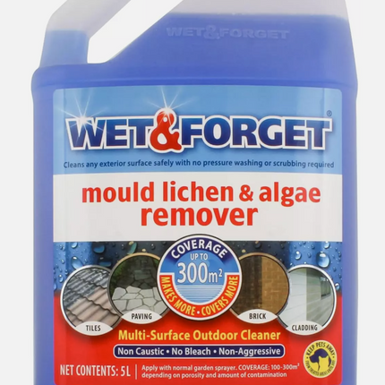 Wet & Forget Mould, Lichen & Algae Remover, Outdoor Cleaning Solution,- 5 Litre