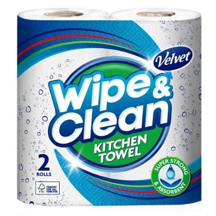 Velvet Wipe & Clean Kitchen Roll Towel, 20 x 75 Sheet Pack