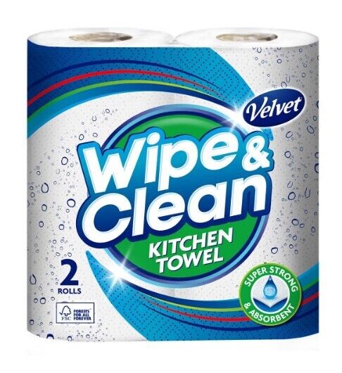 Velvet Wipe & Clean Kitchen Roll Towel, 20 x 75 Sheet Pack