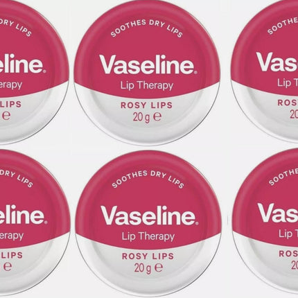 6 x Vaseline Lip Therapy Petroleum Jelly, Rosy Lips, 6 Pack, 20gm