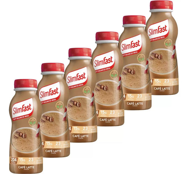 Slimfast Cafe Latte Shakes, 6 x 325ml