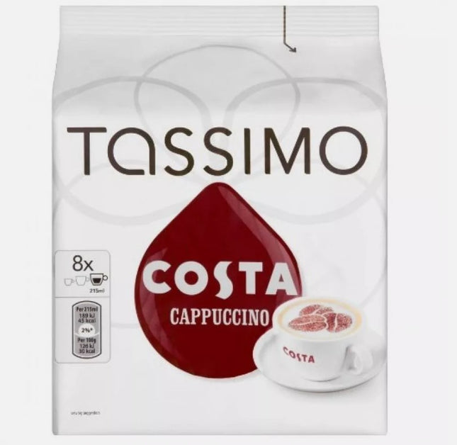 Tassimo Costa Cappuccino Coffee Pods Large Cup Size T Disc Pods 215ml