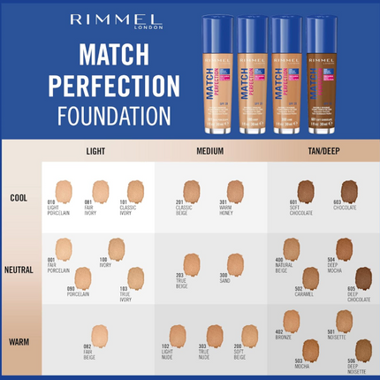 Rimmel London Match Perfection Foundation 601 Soft Chocolate