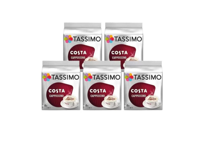 Tassimo Costa Cappuccino Coffee Pods x8 Pack of 5, Total 40 Drinks