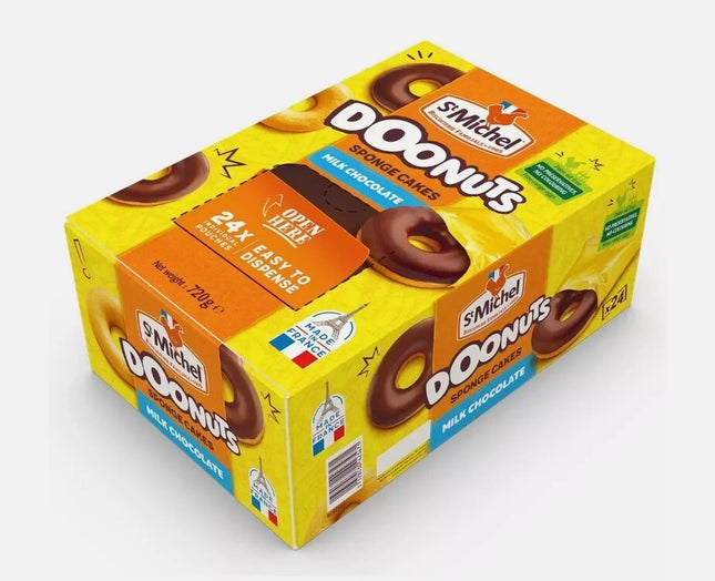 St Michel Chocolate Coated Doonuts Snack Ring Sponge Cakes Bite Donuts Pack 720g