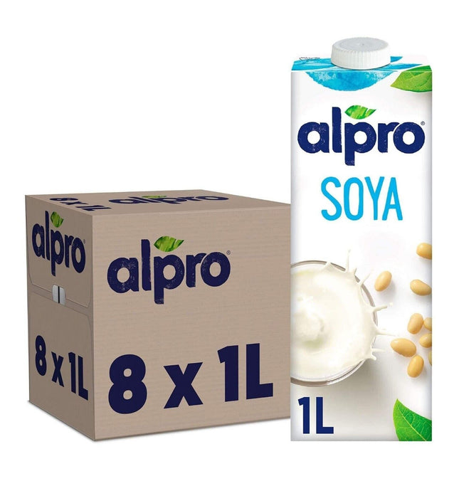 Alpro Soya Plant-Based Long Life Drink Vegan & Dairy Free 1L Pack of 8