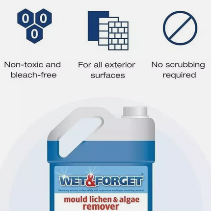 Wet & Forget Mould, Lichen & Algae Remover, Outdoor Cleaning Solution,- 5 Litre