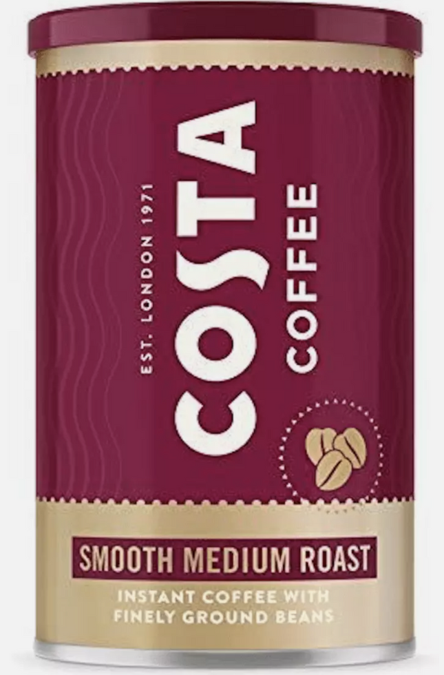 Costa Coffee Smooth Medium Roast Instant Coffee 6 x 100g, Coffee Strength 3