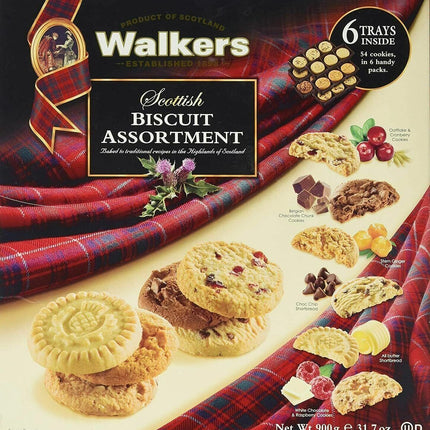 Walkers Scottish Biscuit Assortment 900g 54 Cookies 6 Trays Inside