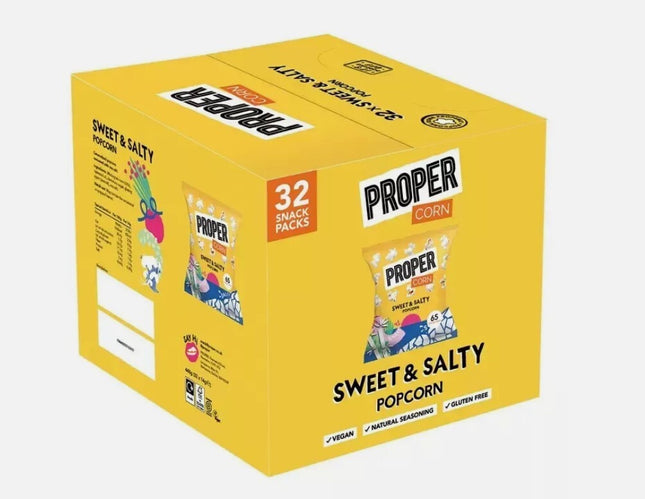 Proper Corn Popcorn Sweet & Salty Mixed Case Crisp Vegan Chips Snack Pack 32x14g