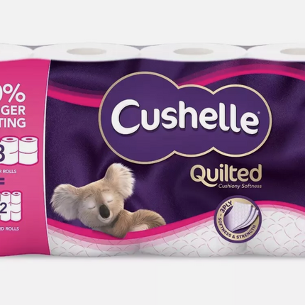 Cushelle Quilted 3-Ply Longer Rolls Toilet Tissue, 4x8 Pack (236 Sheets)