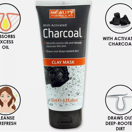 Beauty Formulas Clay Mask With Activated Charcoal 100ml