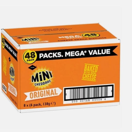 Jacob's Original Mini Cheddars Cheese Biscuits Snack - Pack of 48 Bags 8x6x23g