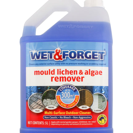 Wet & Forget Mould, Lichen & Algae Remover, Outdoor Cleaning Solution,- 5 Litre