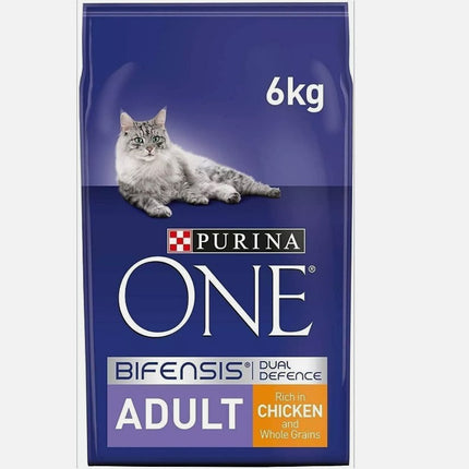 Purina ONE BIFENSIS Adult Cat Food Chicken & Wholegrains Large 6KG BAG DRY FOOD