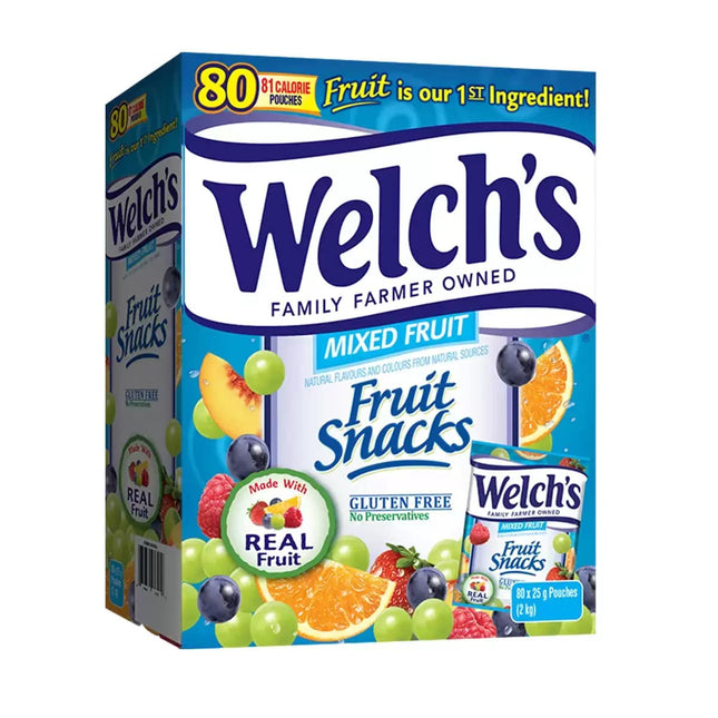 Welch's Fruit Snacks Mixed Real Fruit Pouches 25g x 80 Pouches 2Kg