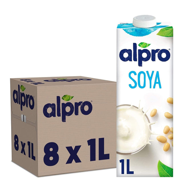 Alpro Soya Plant-Based Long Life Drink Vegan & Dairy Free 1L Pack of 8