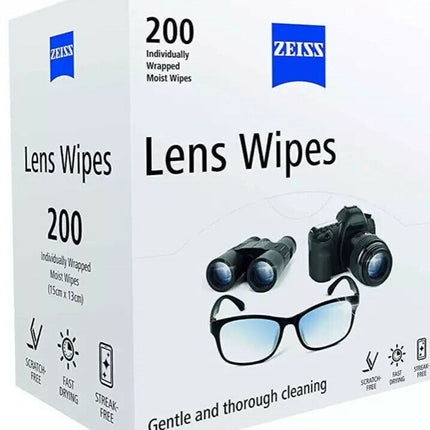 Zeiss Lens Cleaning Wipes - Box of 250 Individually Wrapped Glasses Phone Wipes