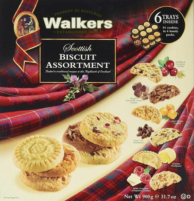 Walkers Scottish Biscuit Assortment 900g 54 Cookies 6 Trays Inside