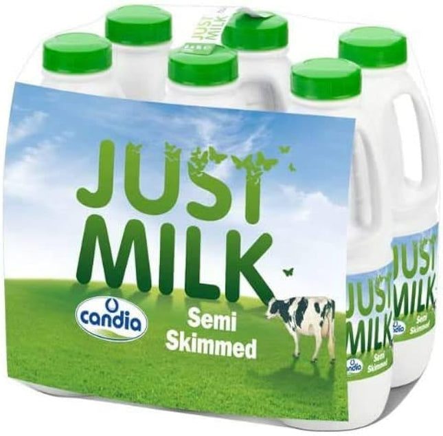 JUST MILK Candia Semi Skimmed Milk Carton - 1 L, Pack of 6